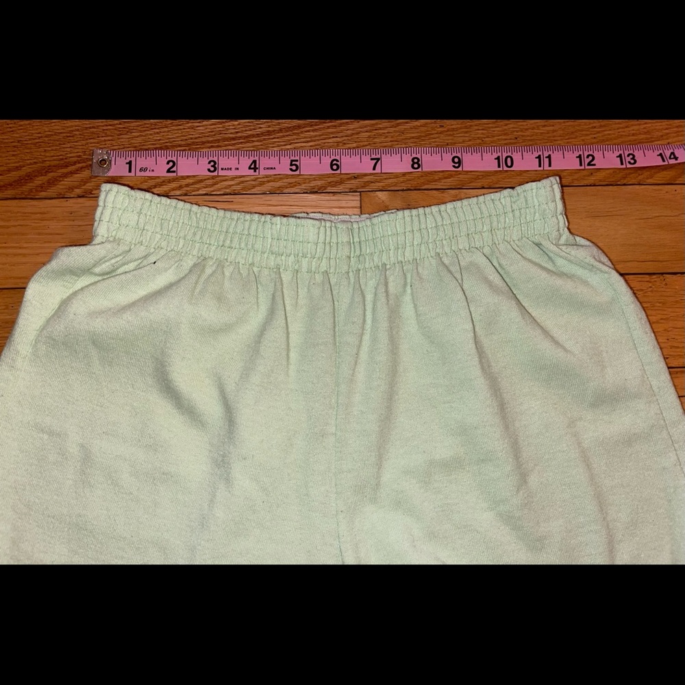 Vintage 90s Soffe Mint Green Blank Cotton Polyester Cheer Gym Shorts XS - Picture 5 of 7